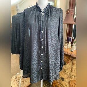 Show Me Your MuMu Black Tie Front Blouse